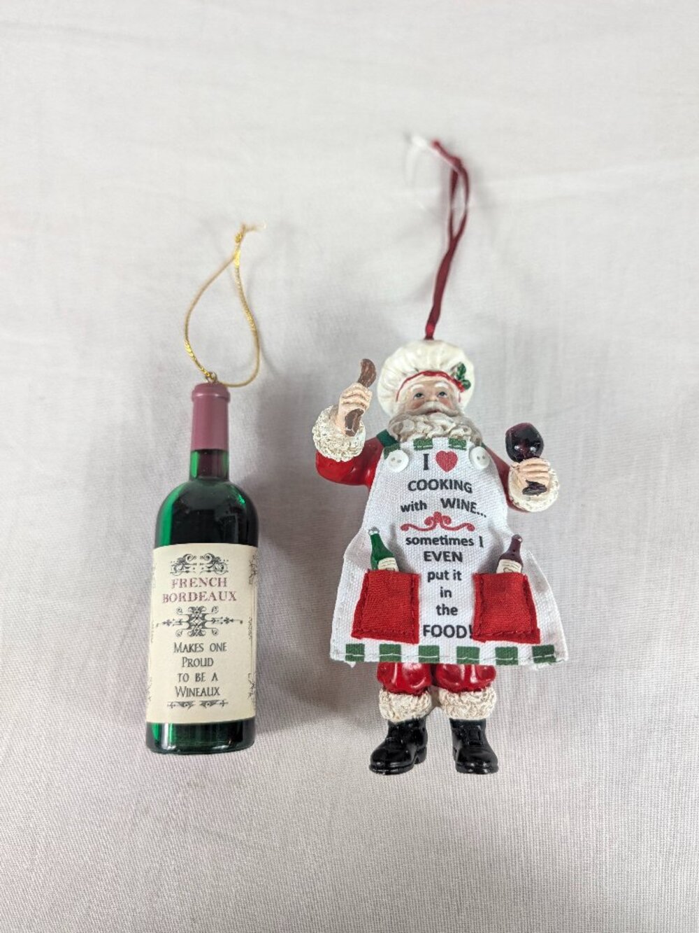 Kurt Adler Chef Santa Ornament Cooking with Wine Christmas and Bordeaux Wineaux